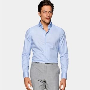 Suit supply egyptian cotton slim fit dress shirt in blue pinstripe